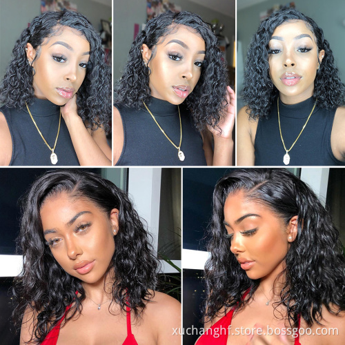 Factory Wholesale Color Bob Wigs Human Hair, Brazilian Bob Lace Wig, Curly Short Bob Wigs 100% Human Hair